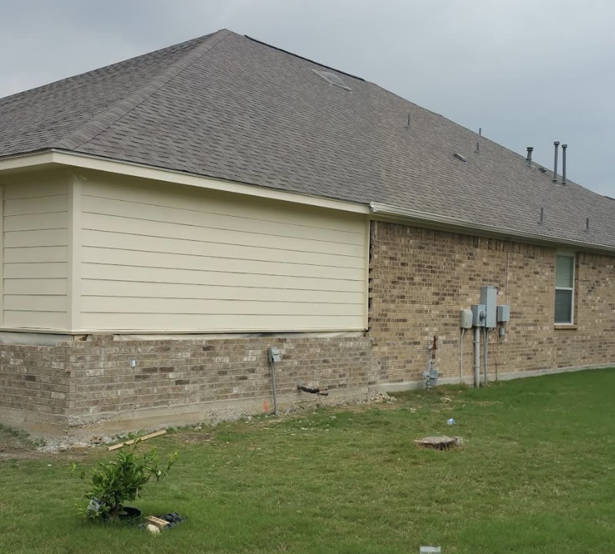 Room addition exterior wall sheathed and ready for siding